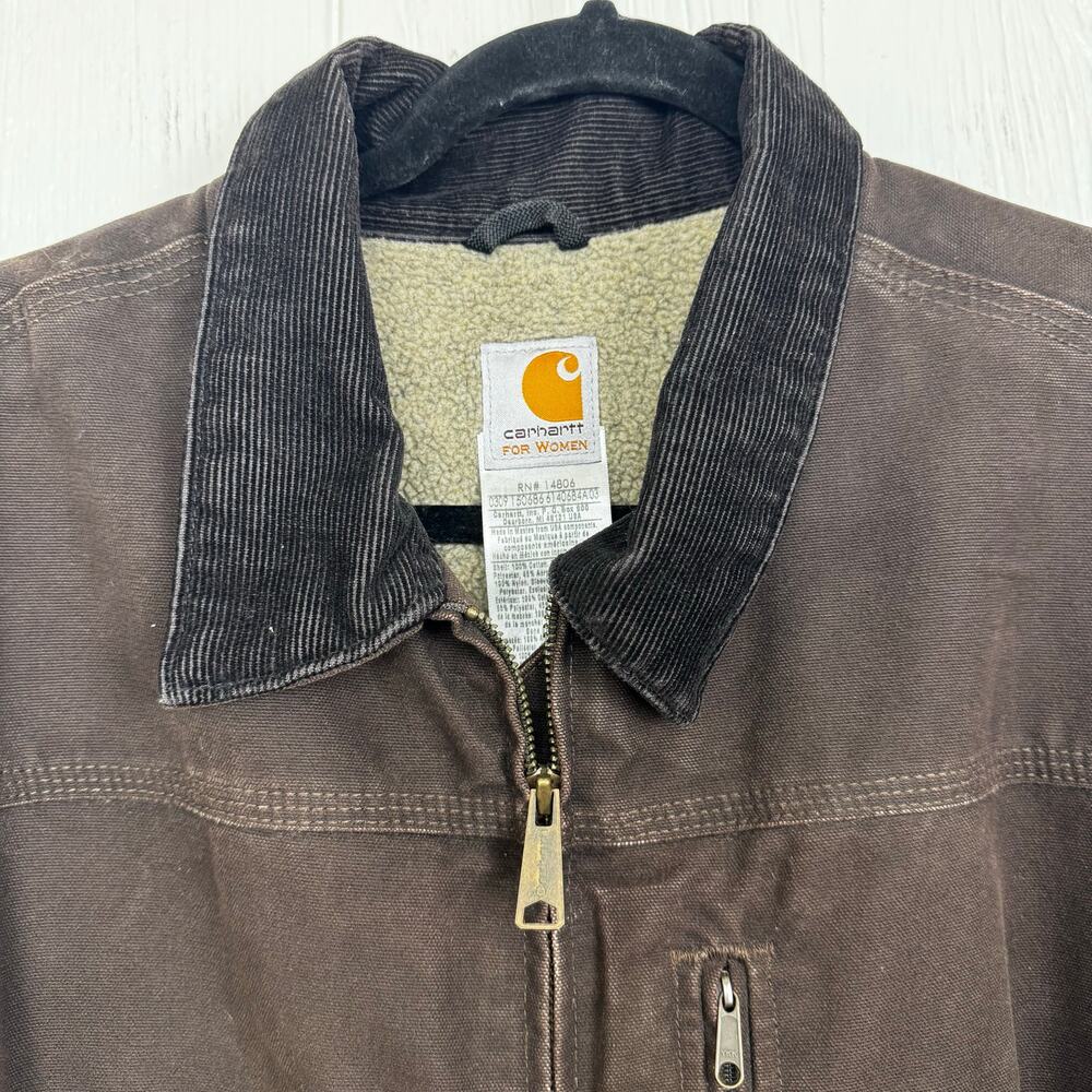 CARHARTT WC061 Women’s XL Brown Sherpa Lined Sandstone Ridge Coat Detroit Jacket - Picture 15 of 16
